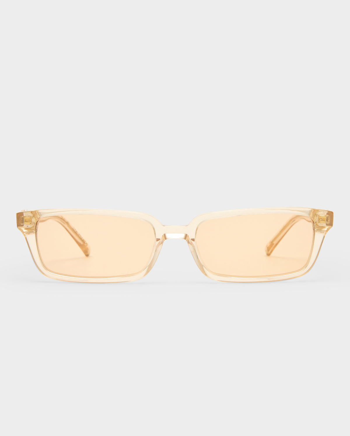 The Phoebe Luxe Peach Nude Female Rectangle Sunglasses | Luv Lou