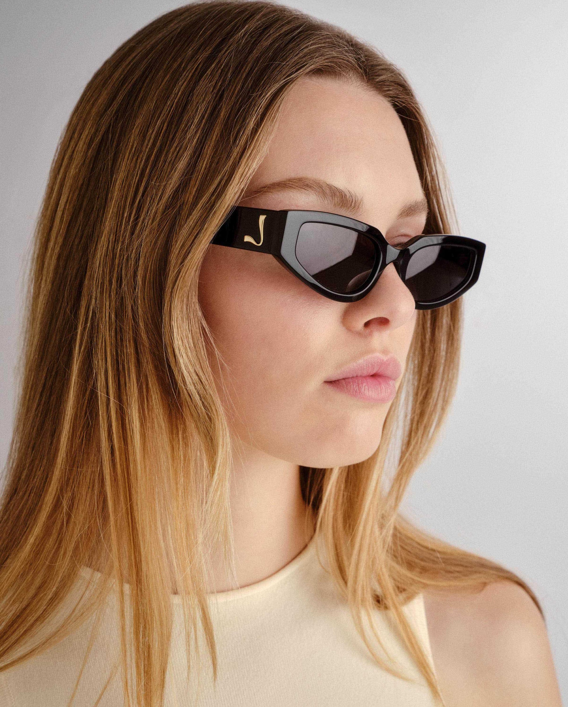 The Hayley Black Female Cat-Eye Sunglasses | Luv Lou