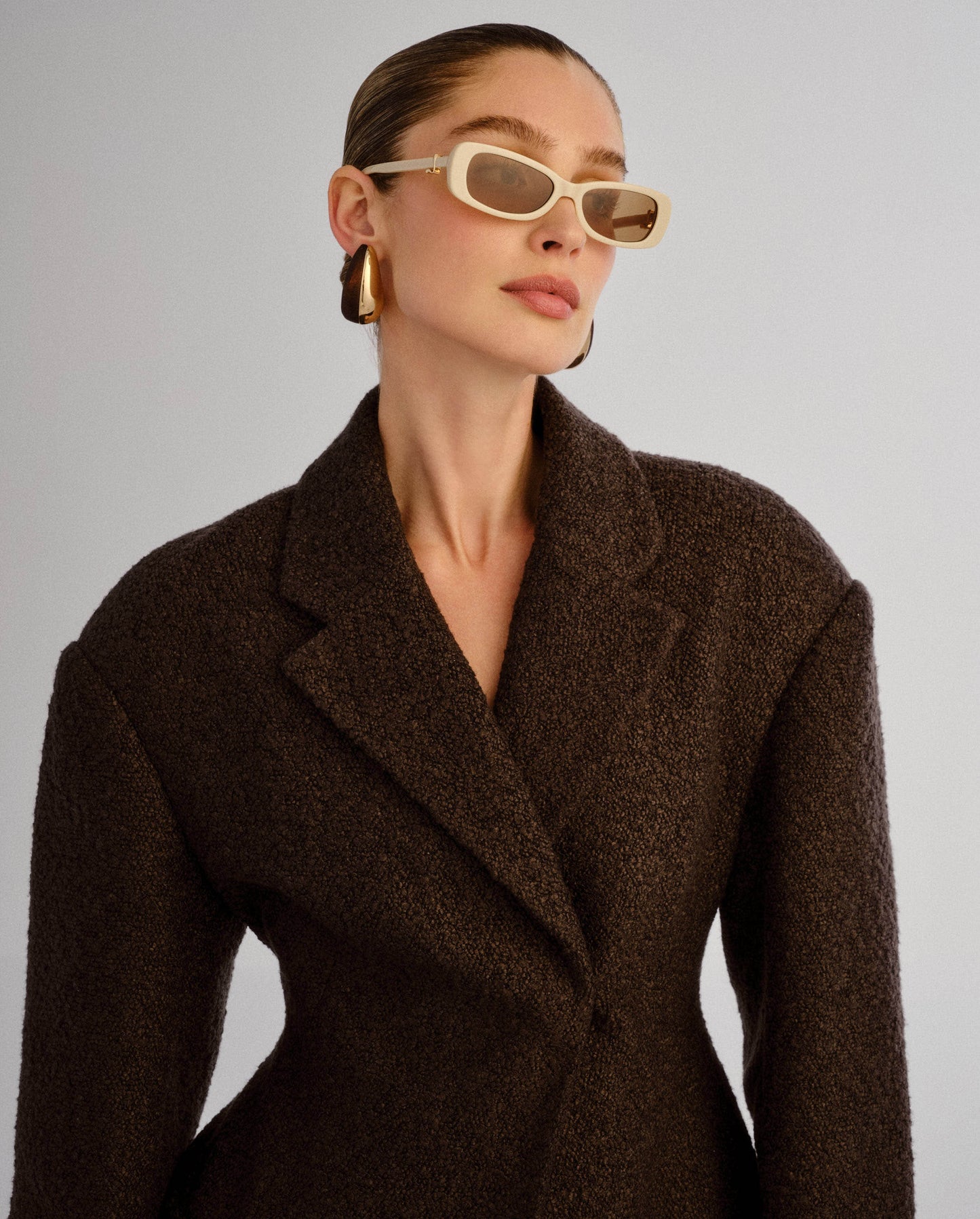 The Bella Beige Female Rectangle Sunglasses | Luv Lou