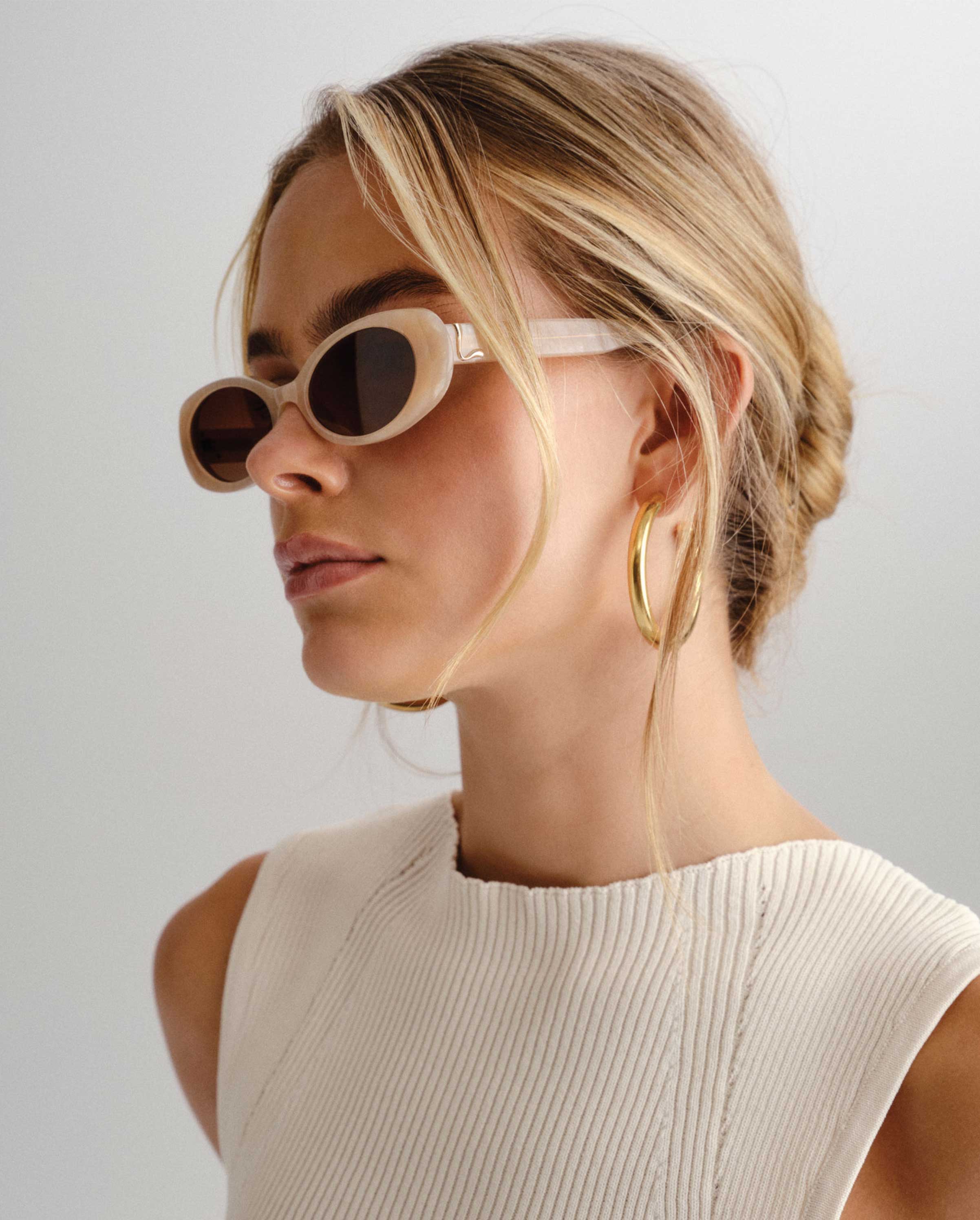 The Morgan Soft Pearl Female Oval Sunglasses | Luv Lou – Luv