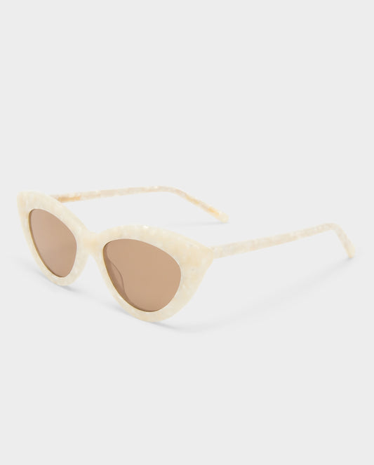 The Harley White Pearl Female Cat-Eye Sunglasses | Luv Lou