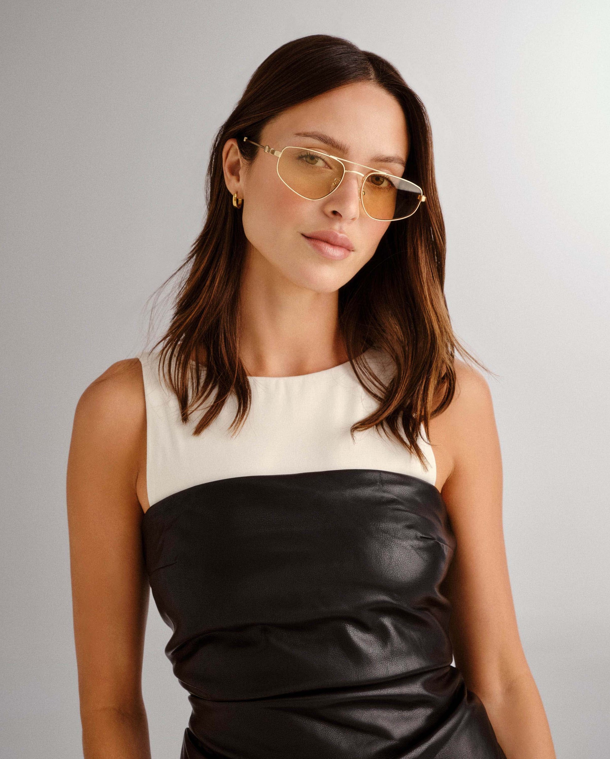 The Harvey Brushed Gold Female Aviator Sunglasses | Luv Lou