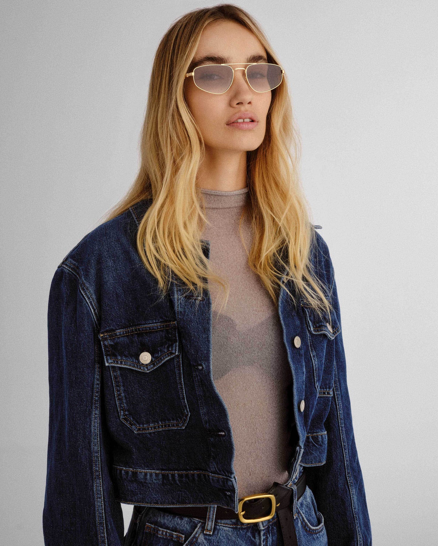 The Harvey Gold Smoke Female Aviator Sunglasses | Luv Lou