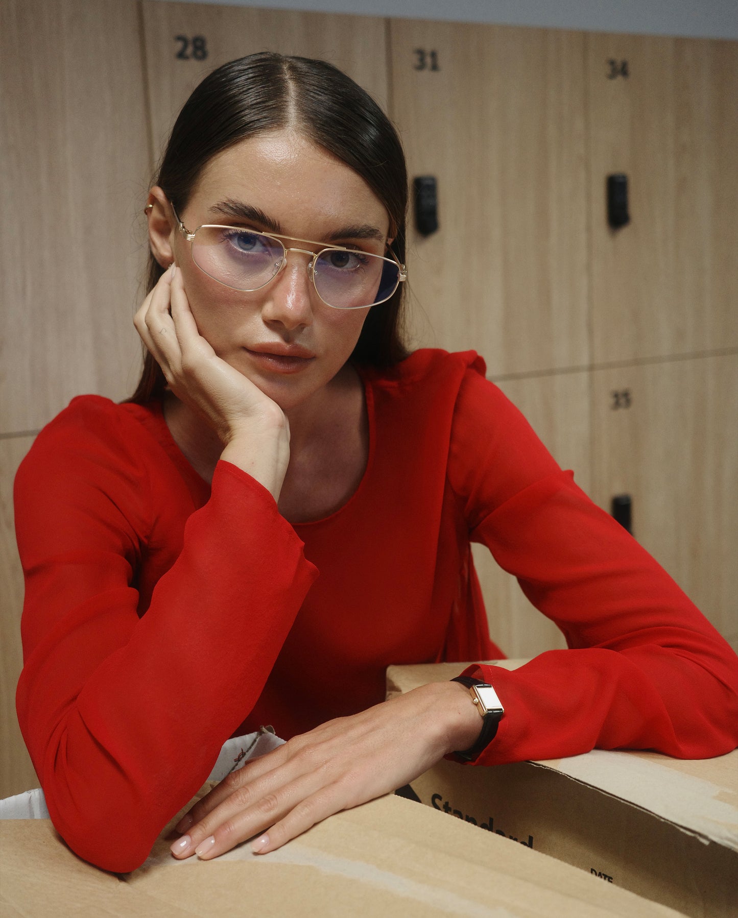 The Harvey Brushed Gold Female Aviator Blue Light | Luv Lou