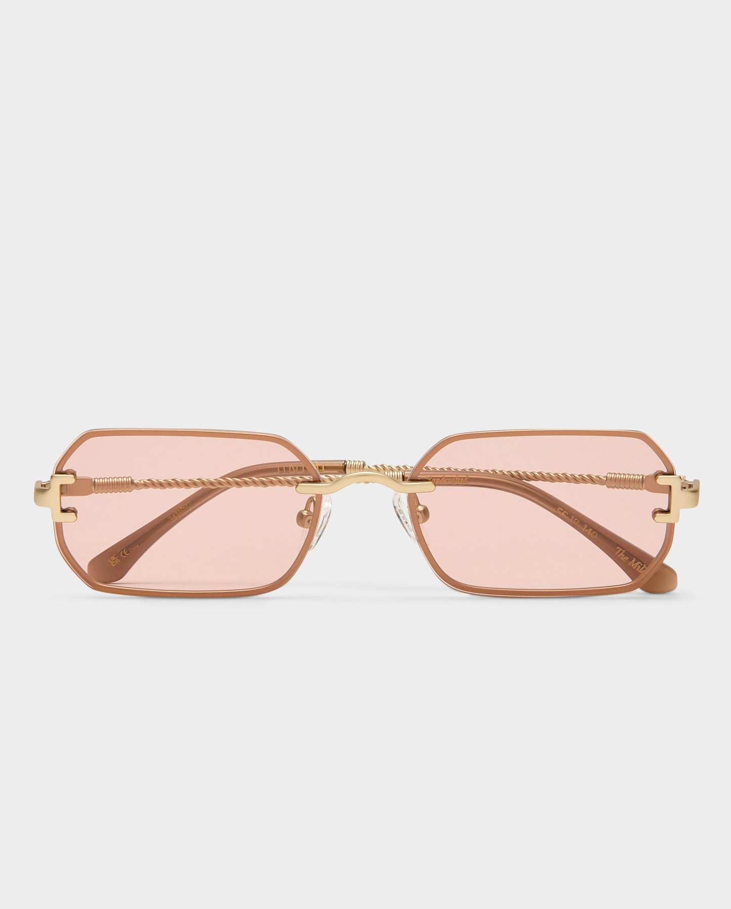 The Mila Brushed Gold Rose Female Rectangle Sunglasses | Luv Lou