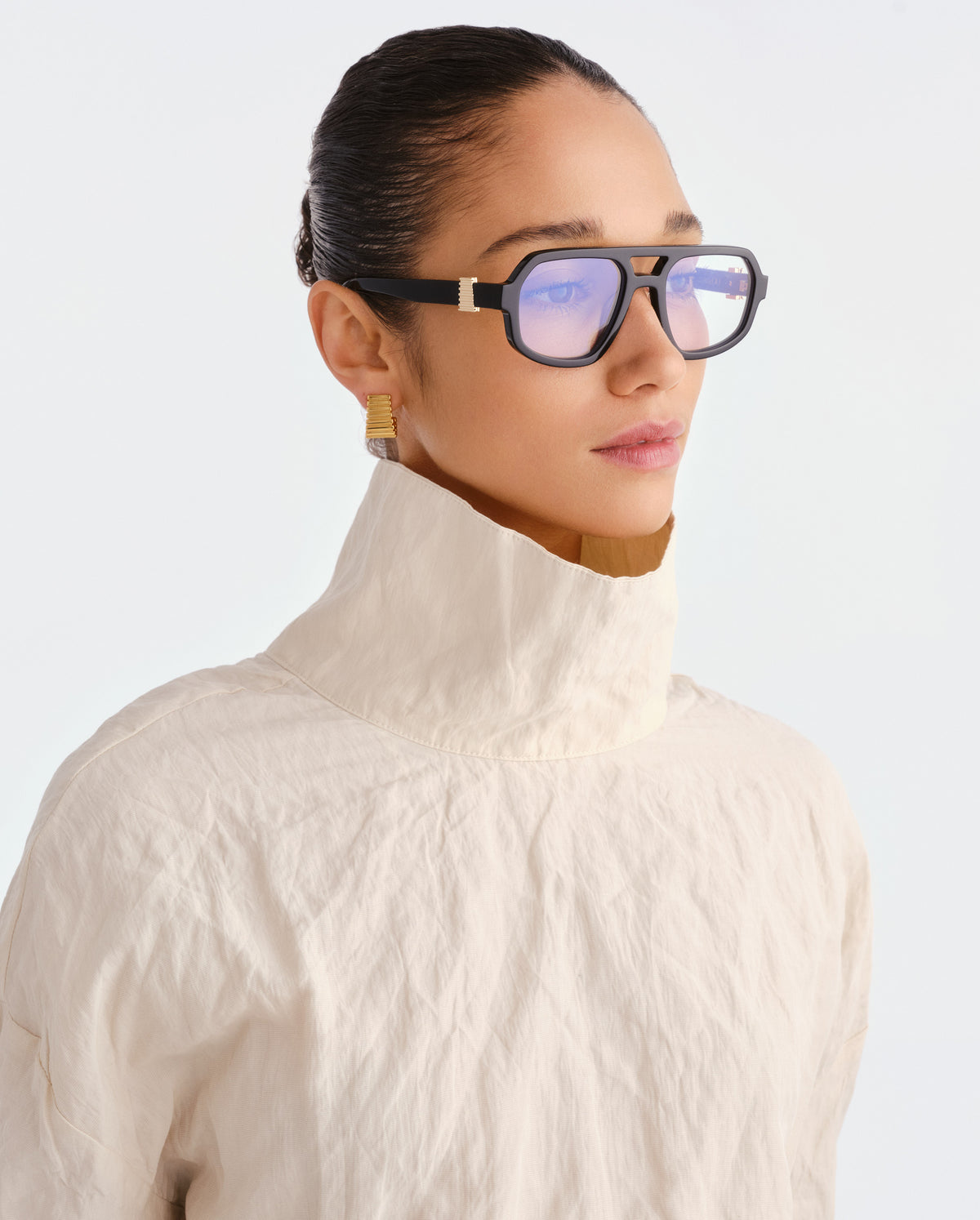 The Banks Luxe Black Female Aviator Blue Light | Luv Lou