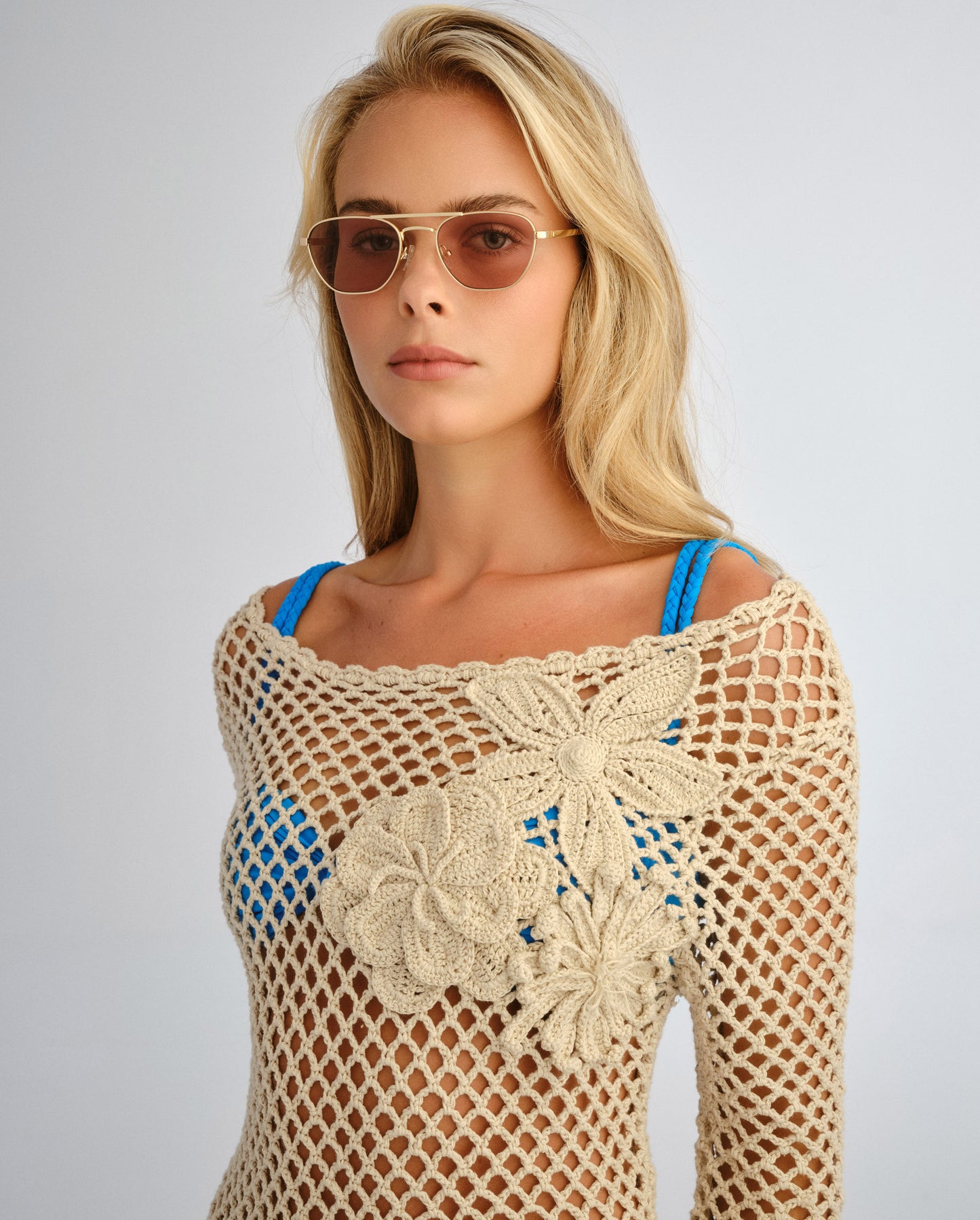 The Chloe Light Gold Female Aviator Sunglasses | Luv Lou