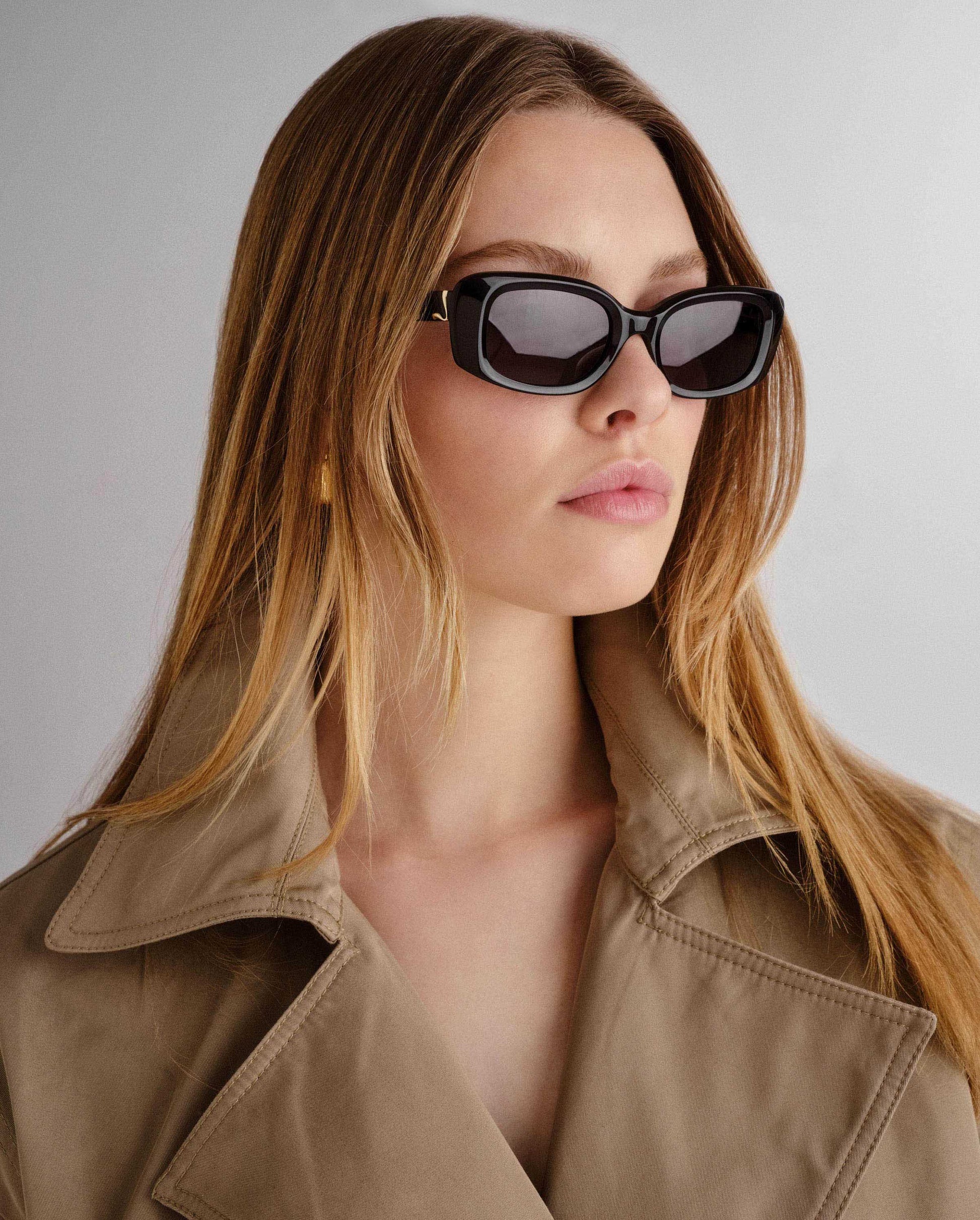 The Sienna Black Female Rectangle Sunglasses | Luv Lou