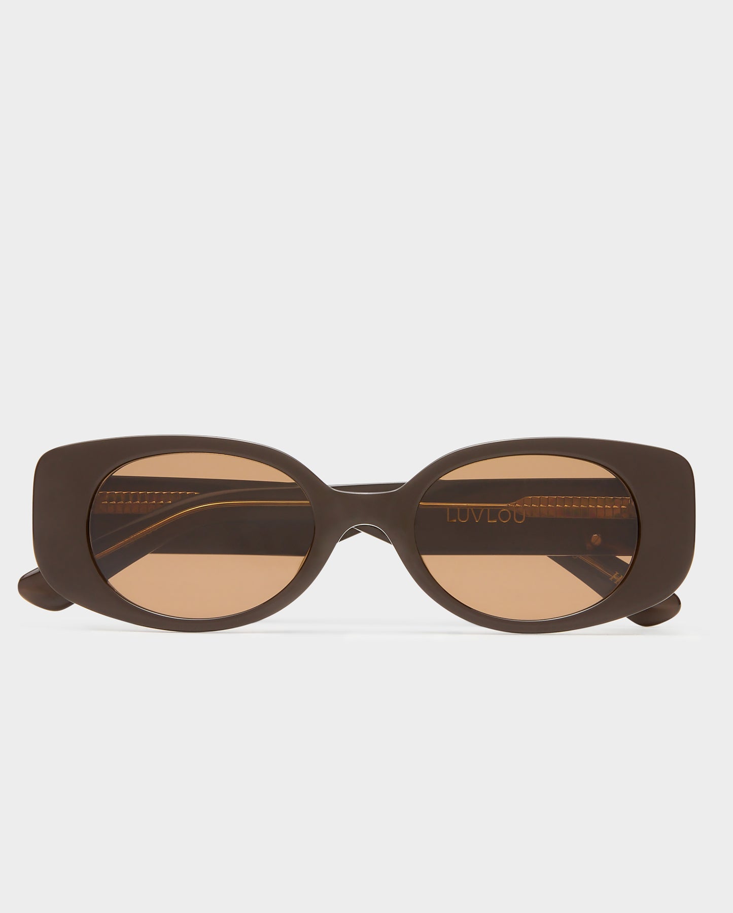 The Helena Dark Chocolate Female Rectangle Sunglasses | Luv Lou