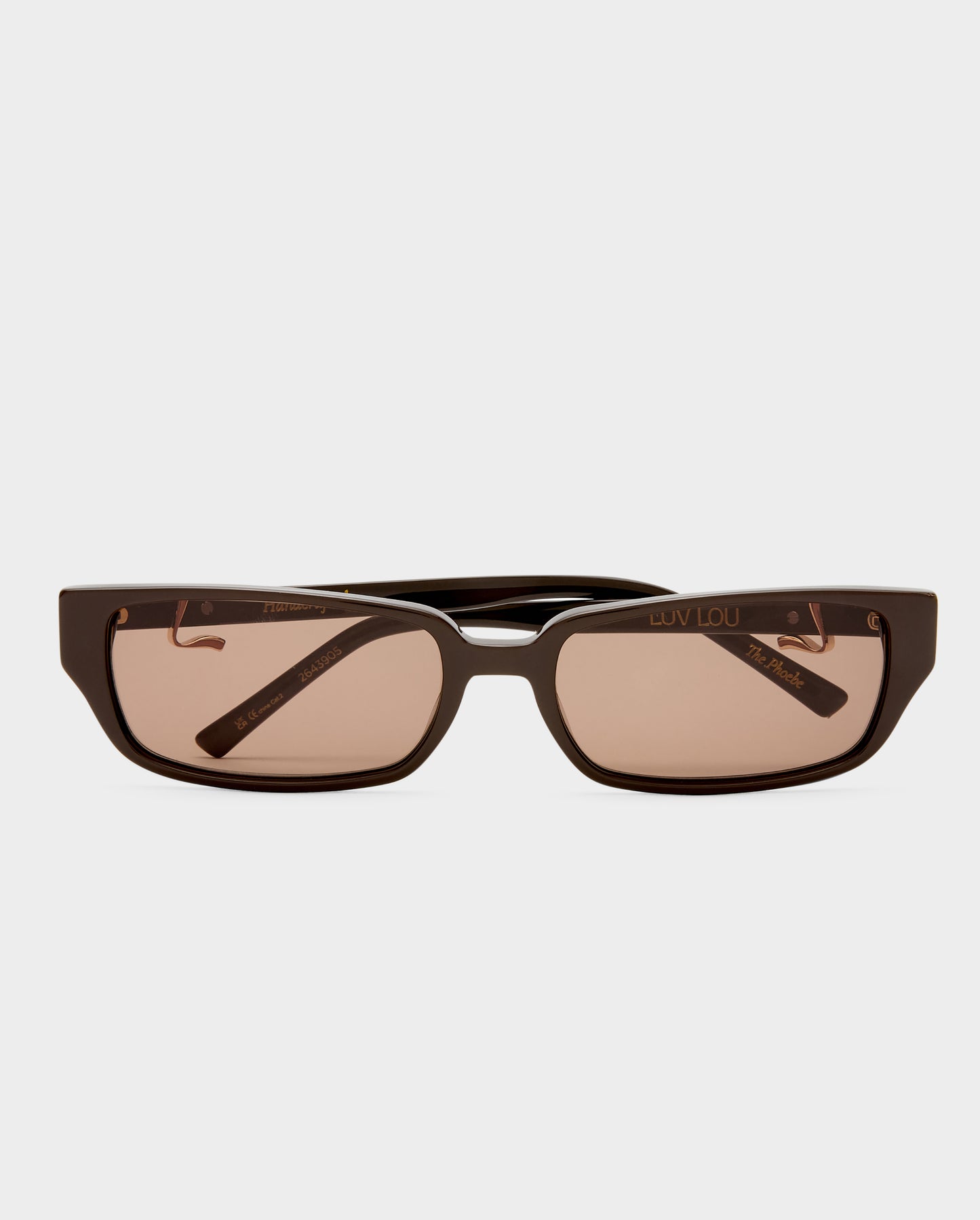The Phoebe Dark Chocolate Female Rectangle Sunglasses | Luv Lou