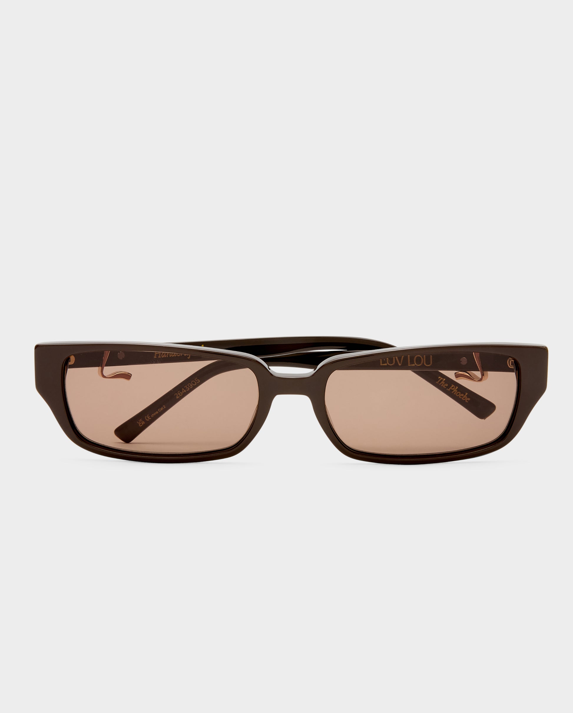 The Phoebe Dark Chocolate Female Rectangle Sunglasses | Luv Lou