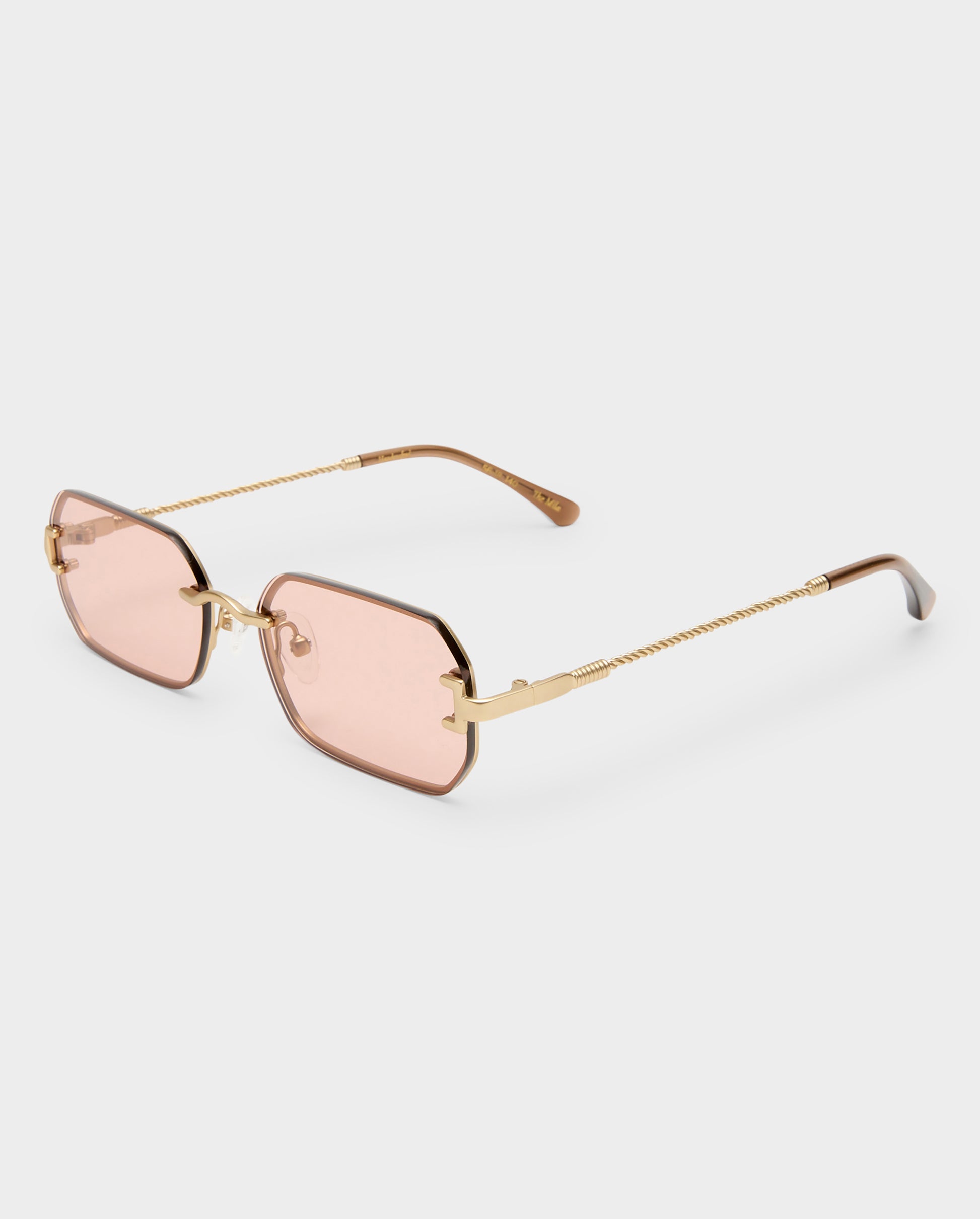 The Mila Brushed Gold Rose Female Rectangle Sunglasses | Luv Lou
