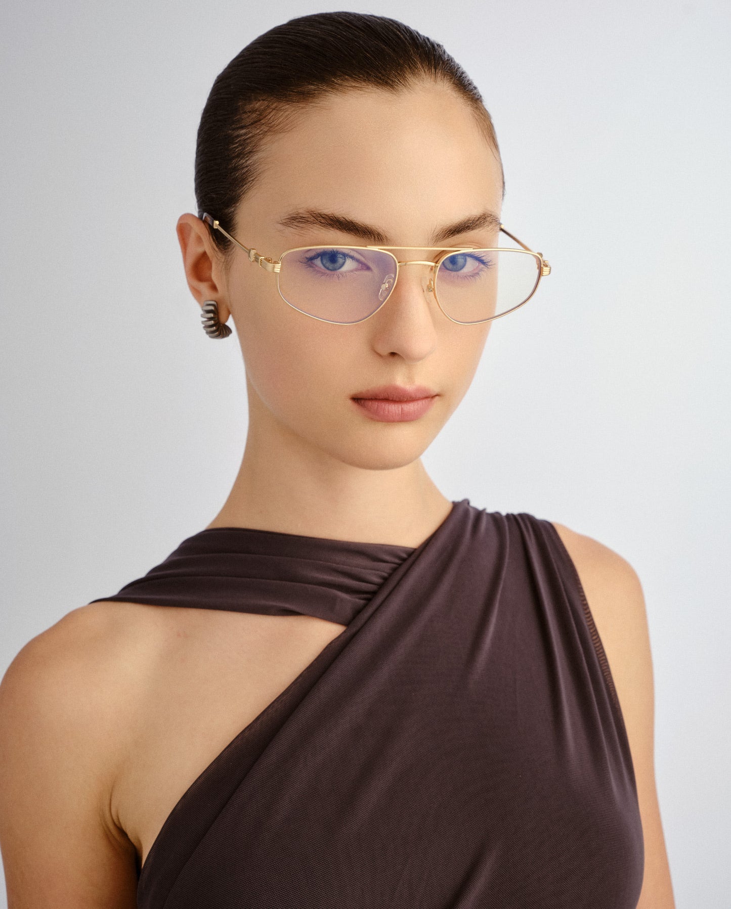 The Harvey Brushed Gold Female Aviator Blue Light | Luv Lou