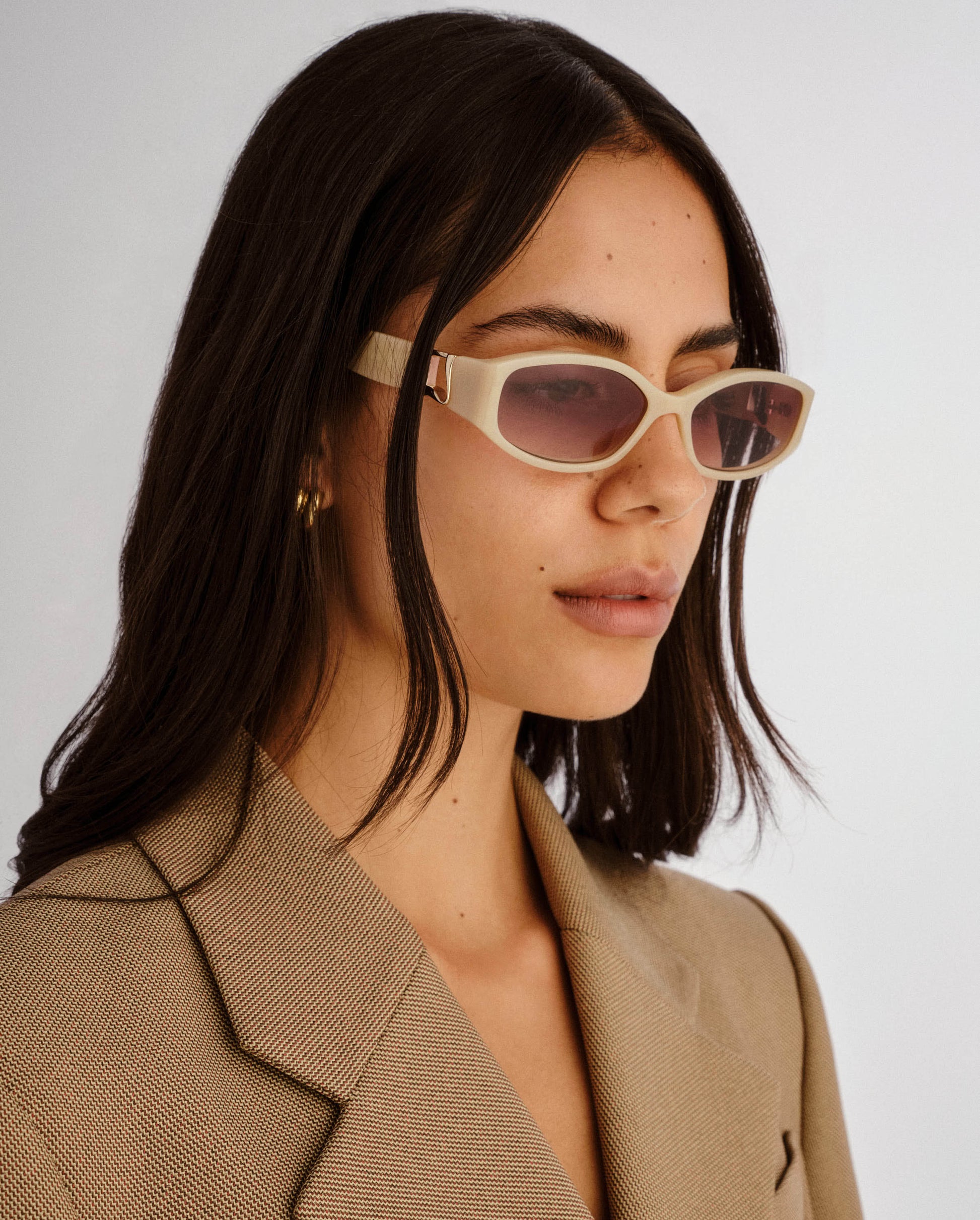 nude goggles The Lottie Nude Haze Female Rectangle Sunglasses