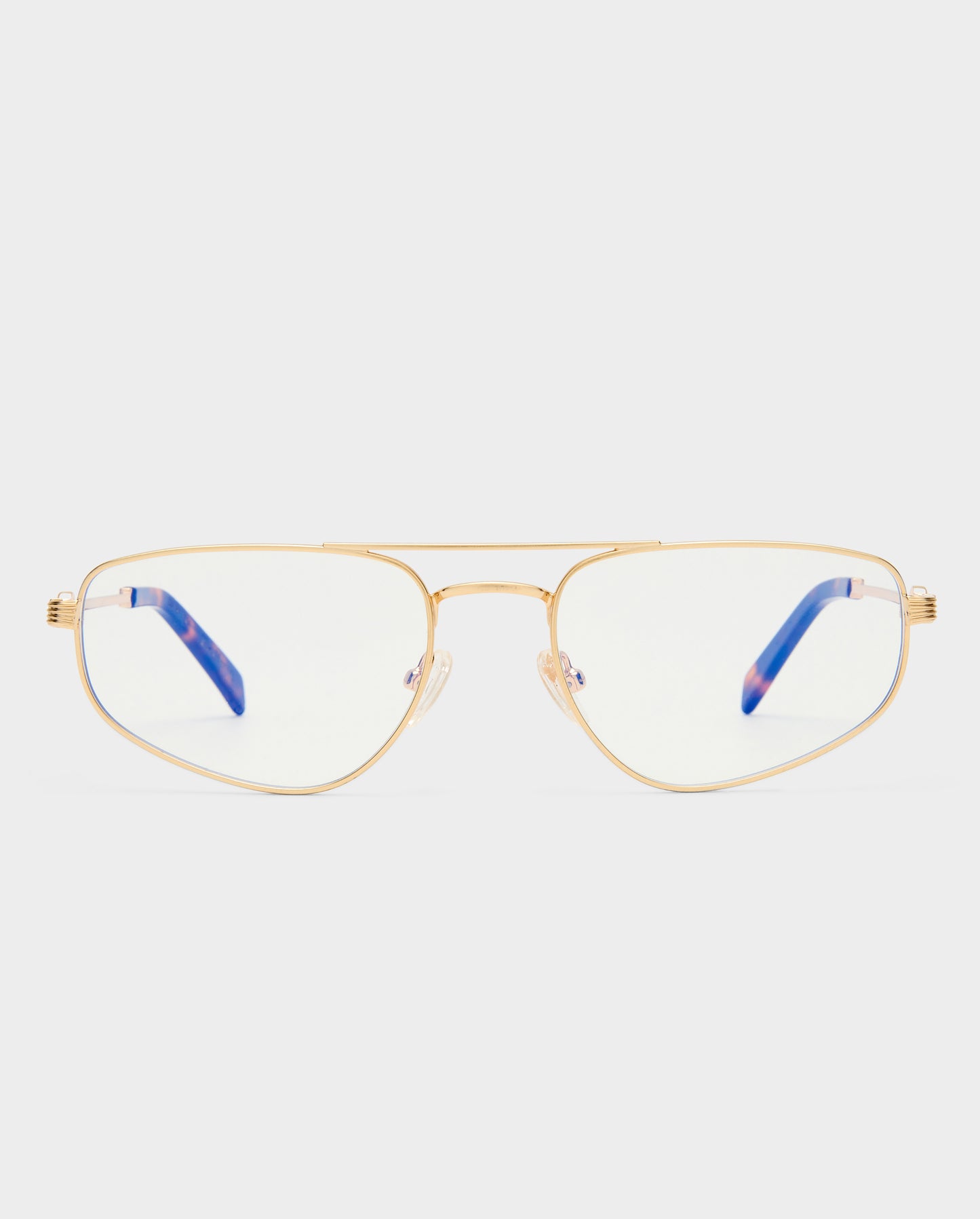 The Harvey Brushed Gold Female Aviator Blue Light | Luv Lou