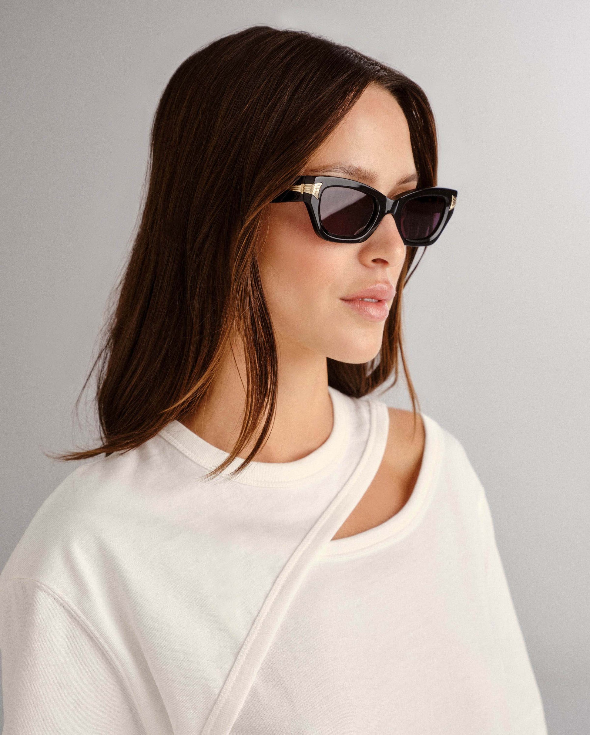 The Cameron Black Female Cat-Eye Sunglasses | Luv Lou