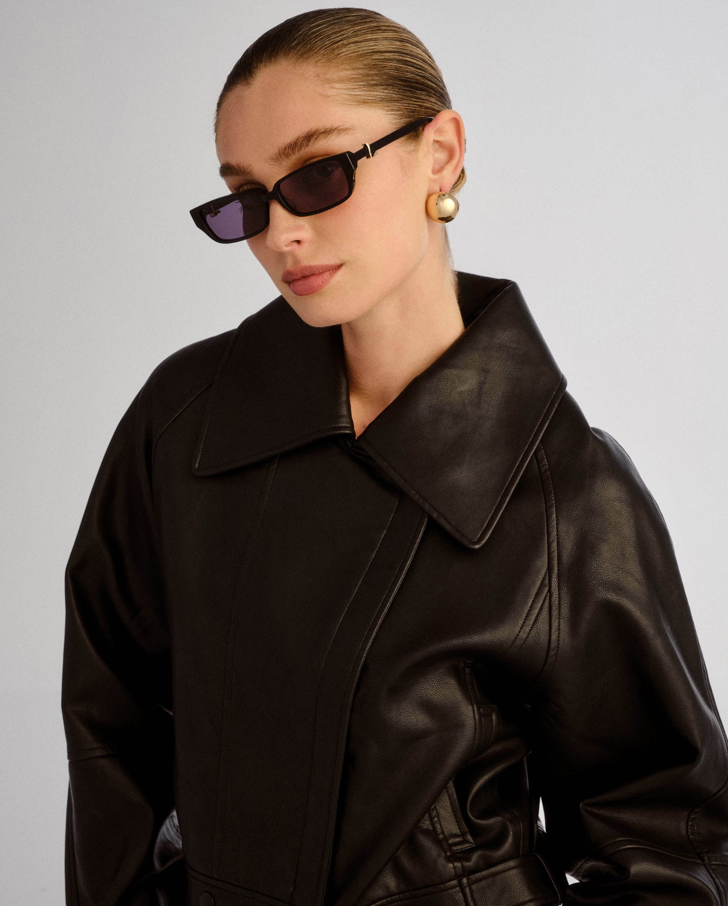 The Phoebe Black Female Rectangle Sunglasses | Luv Lou
