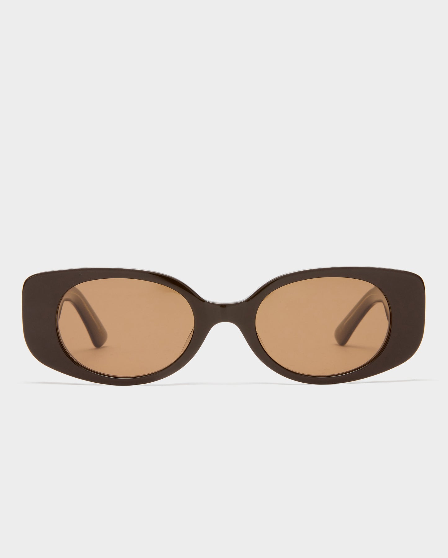 The Helena Dark Chocolate Female Rectangle Sunglasses | Luv Lou