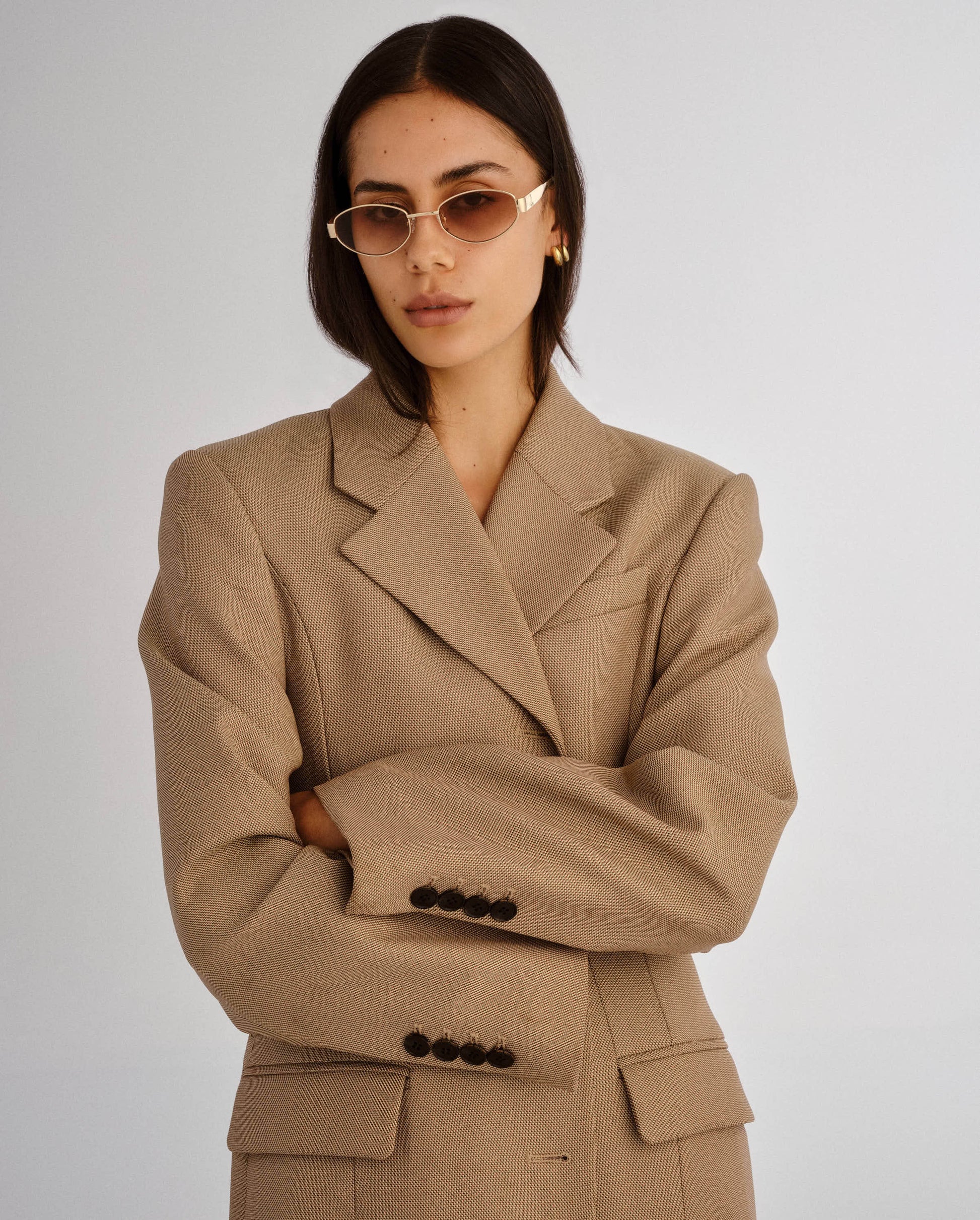 The Boston Tan Female Oval Sunglasses | Luv Lou