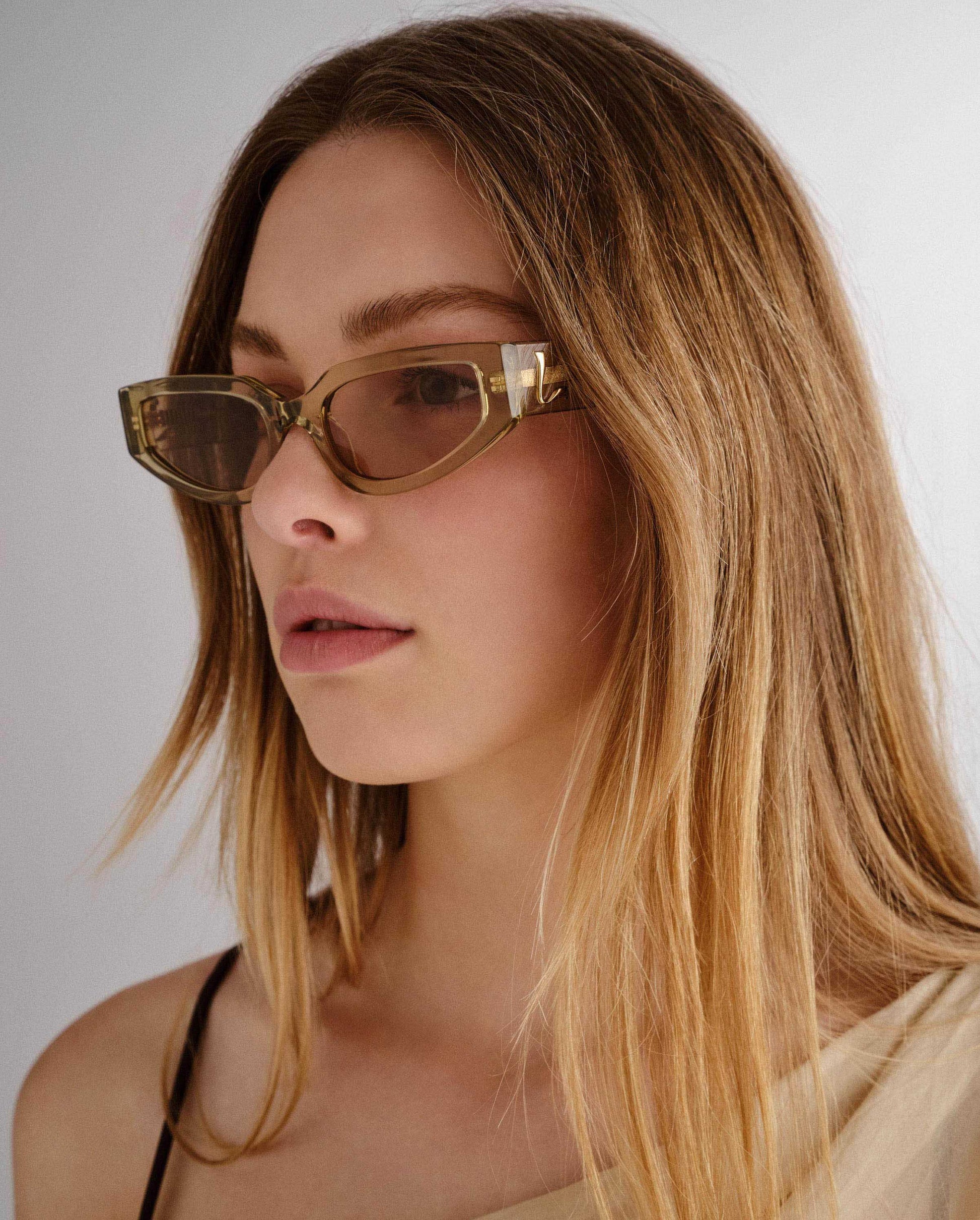 The Hayley Sage Crystal Female Cat-Eye Sunglasses | Luv Lou