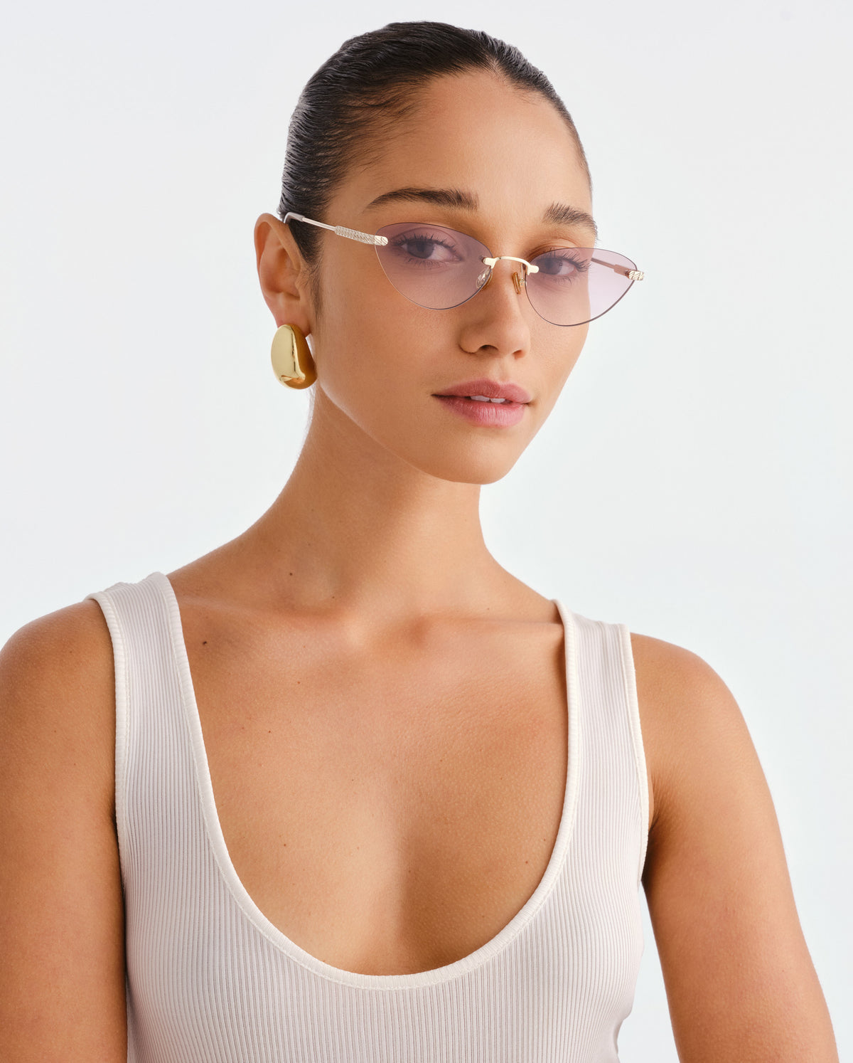 The Juni Light Gold Female Cat-Eye Sunglasses | Luv Lou