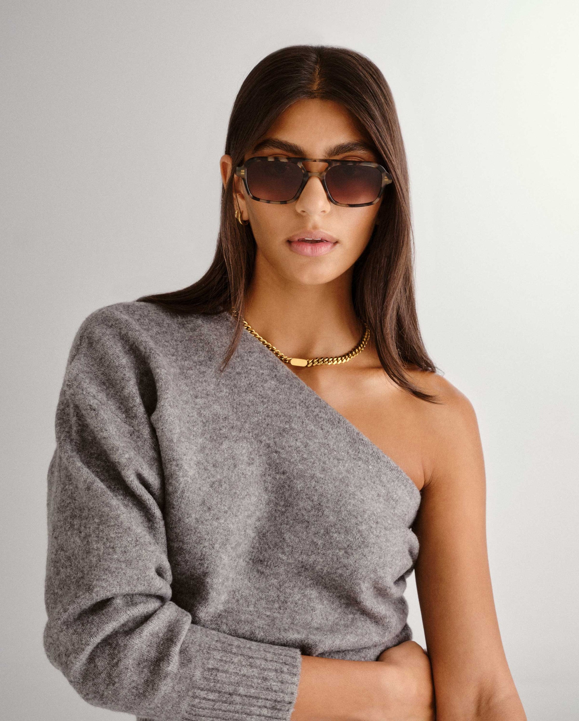 The Dusty Mocha Tort Female Aviator Sunglasses | Luv Lou