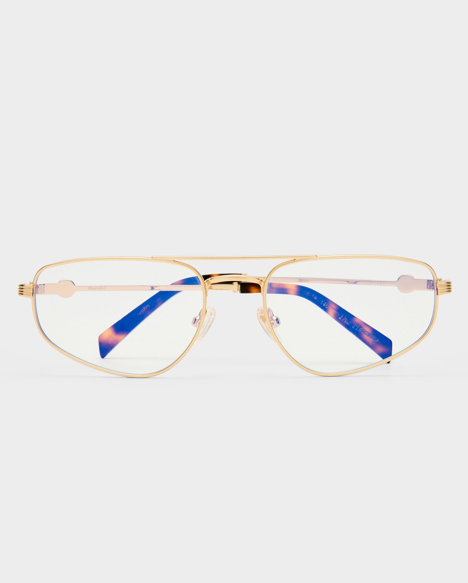 The Harvey Brushed Gold Female Aviator Blue Light | Luv Lou