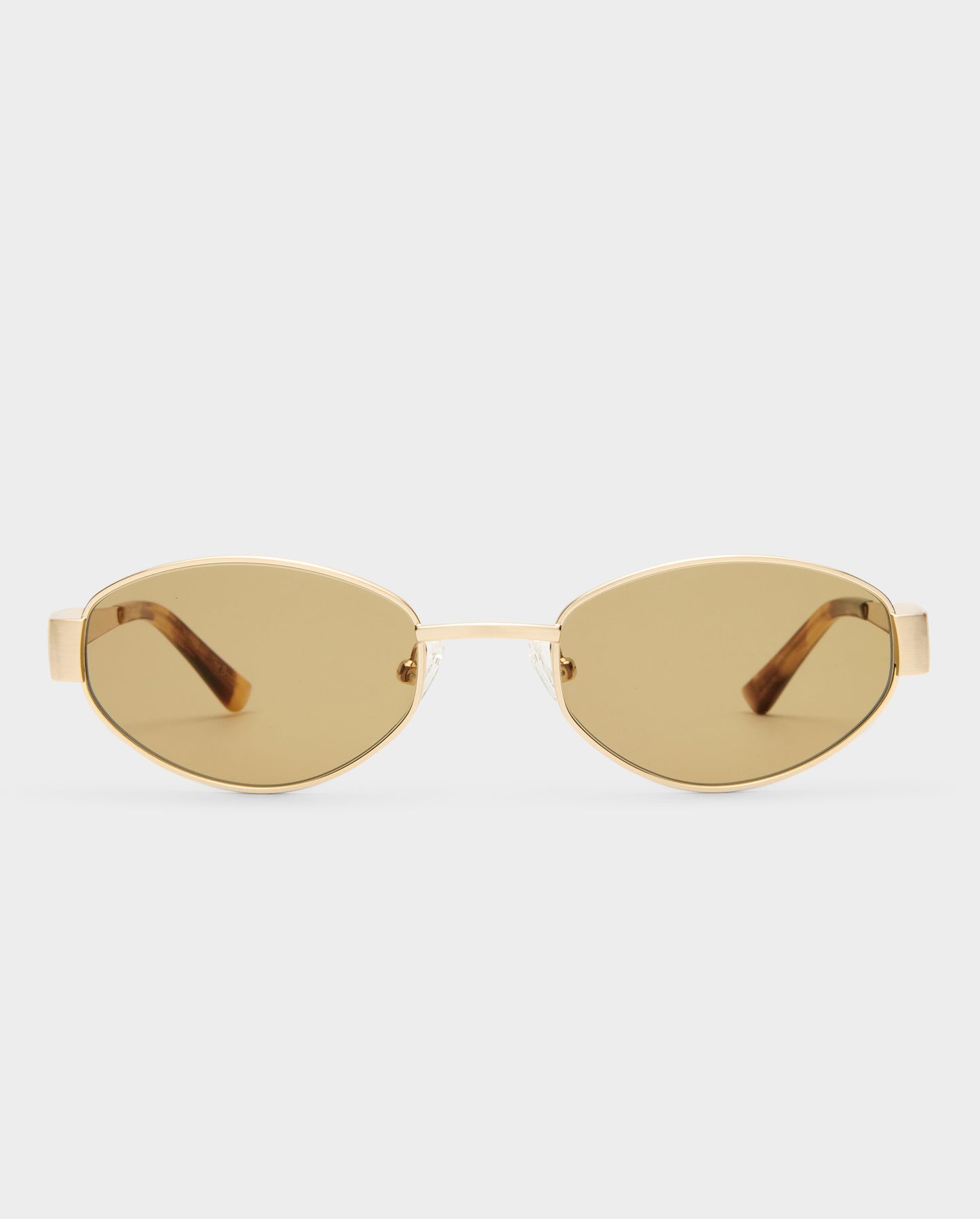 The Boston Brushed Gold Female Oval Sunglasses | Luv Lou