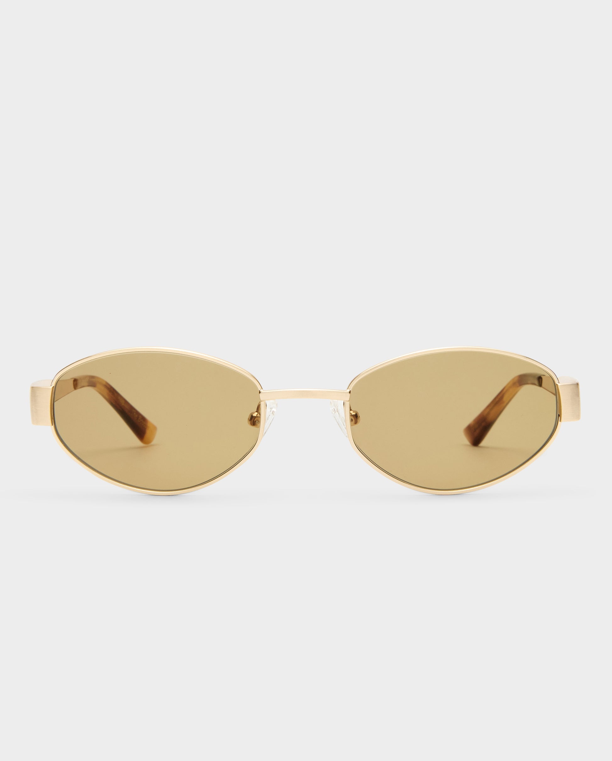 The Boston Brushed Gold Female Oval Sunglasses | Luv Lou